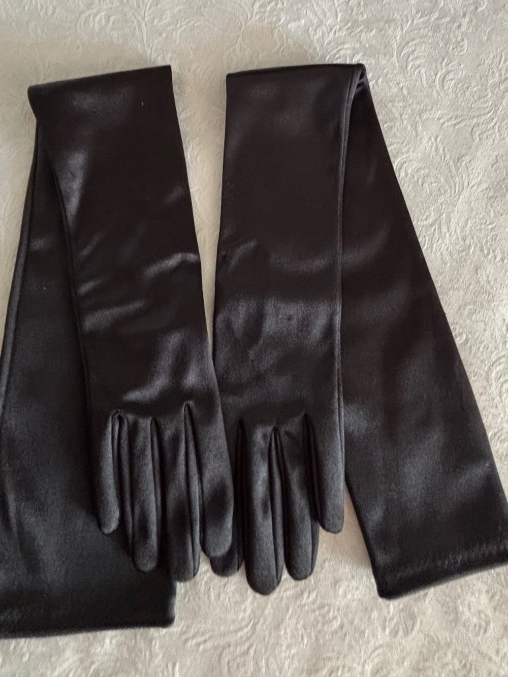 Black Satin Long 22 1/2" Evening Gloves